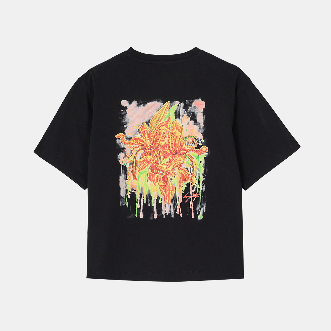 (W) 송지오 컬렉션 오키드 아쿠아렐 티셔츠 블랙((W) SONGZIO COLLECTION Orchid Aquarelle T Shirt Black) - 2