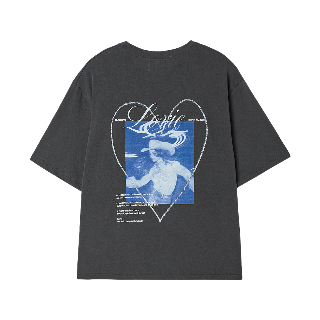 엔 아카이브 러비 에디토리얼 반팔 티셔츠 차콜 그레이(N ARCHIVE Lovie Editorial 1/2 T-Shirts Charcoal Gray) - 2