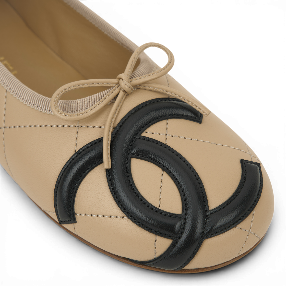 (W) 샤넬 발레 플랫 램스킨 & 베이지 블랙 더 샤넬 코코 비치 컬렉션((W) Chanel Ballet Flats Lambskin & Beige Black The Chanel Coco Beach Collection) - 7