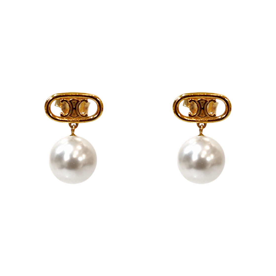ITV4HS8E5K36 Celine Pearl Drop Trio Gold Earrings A-B60222