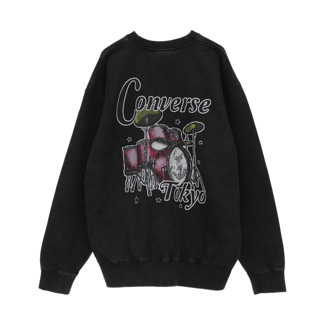 A2851UTS354 Converse Tokyo Pigment Dye Drum Logo Sweat Black