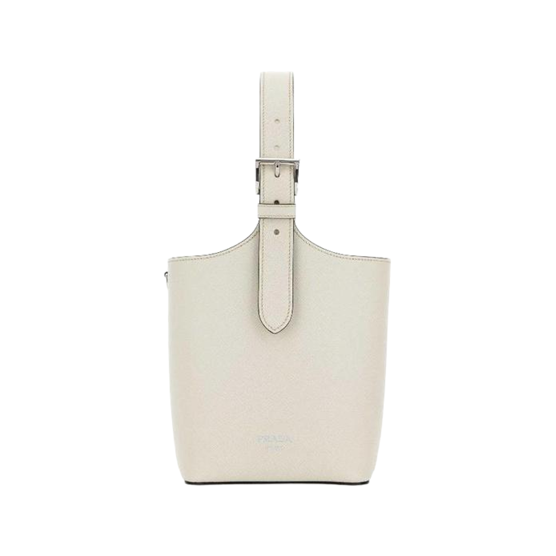1BE090-NZV-F0LH8 Prada Saffiano Bucket Tote Bag Chalk White Black