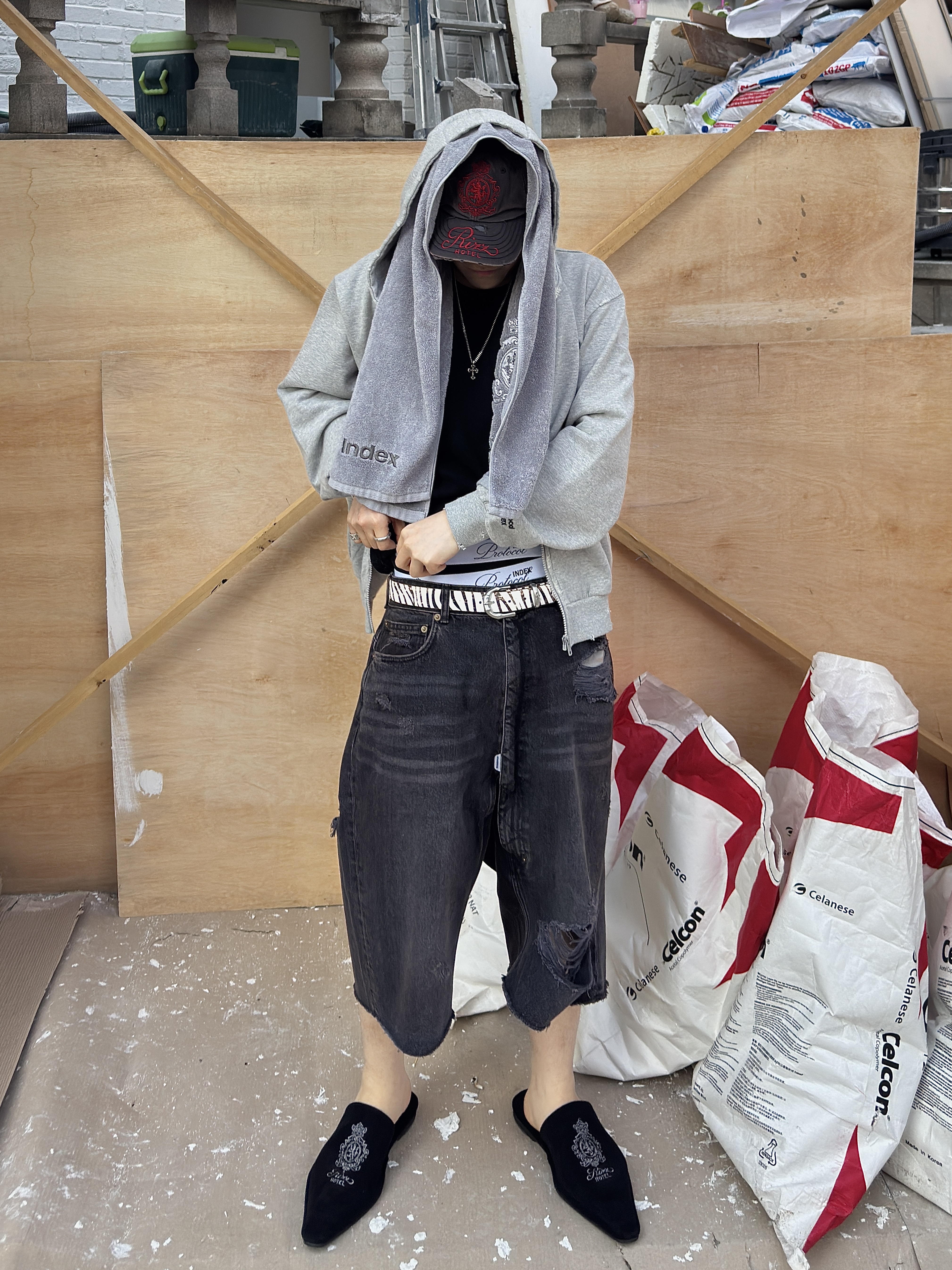 Protocol Index Terry Towel Zip Hoodie Melange Grey, Protocol Index Double Band Boxer Brief 3Pack Black 착용 스타일 - 1