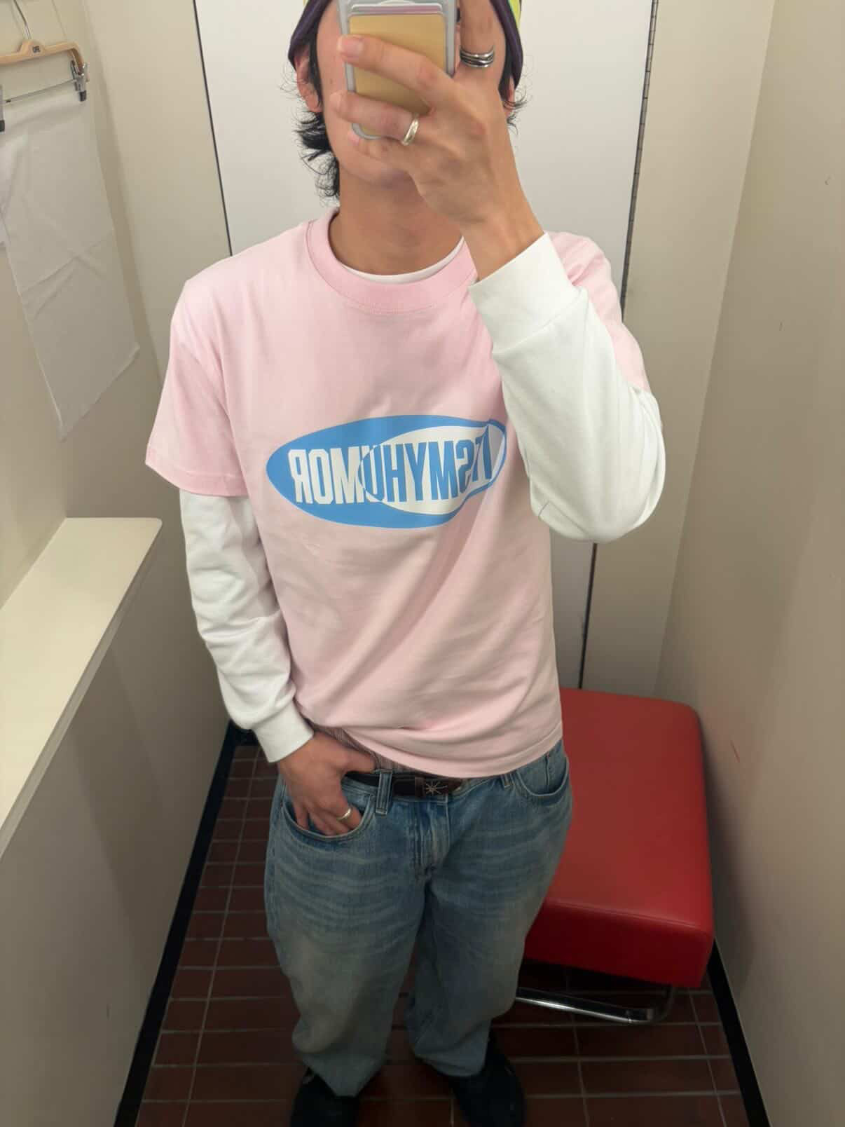 ITSMYHUMOR 2 In 1 Tee Pink 착용 스타일