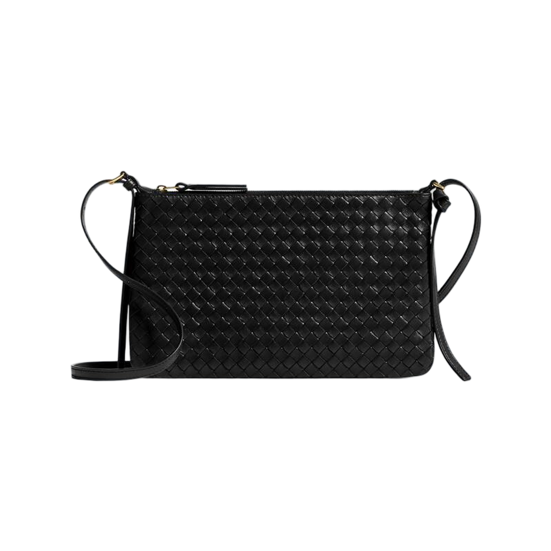 876625V0HW01007 Bottega Veneta Intrecciato Piccolo Medium Pouch Black