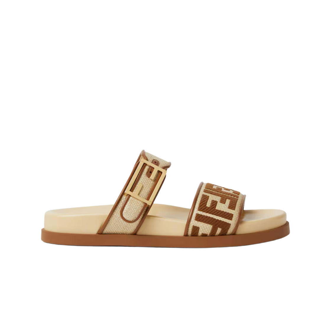 (W) 펜디 필 라피아 이펙트 샌들 브라운((W) Fendi Feel Raffia Effect Sandals Brown) - 1