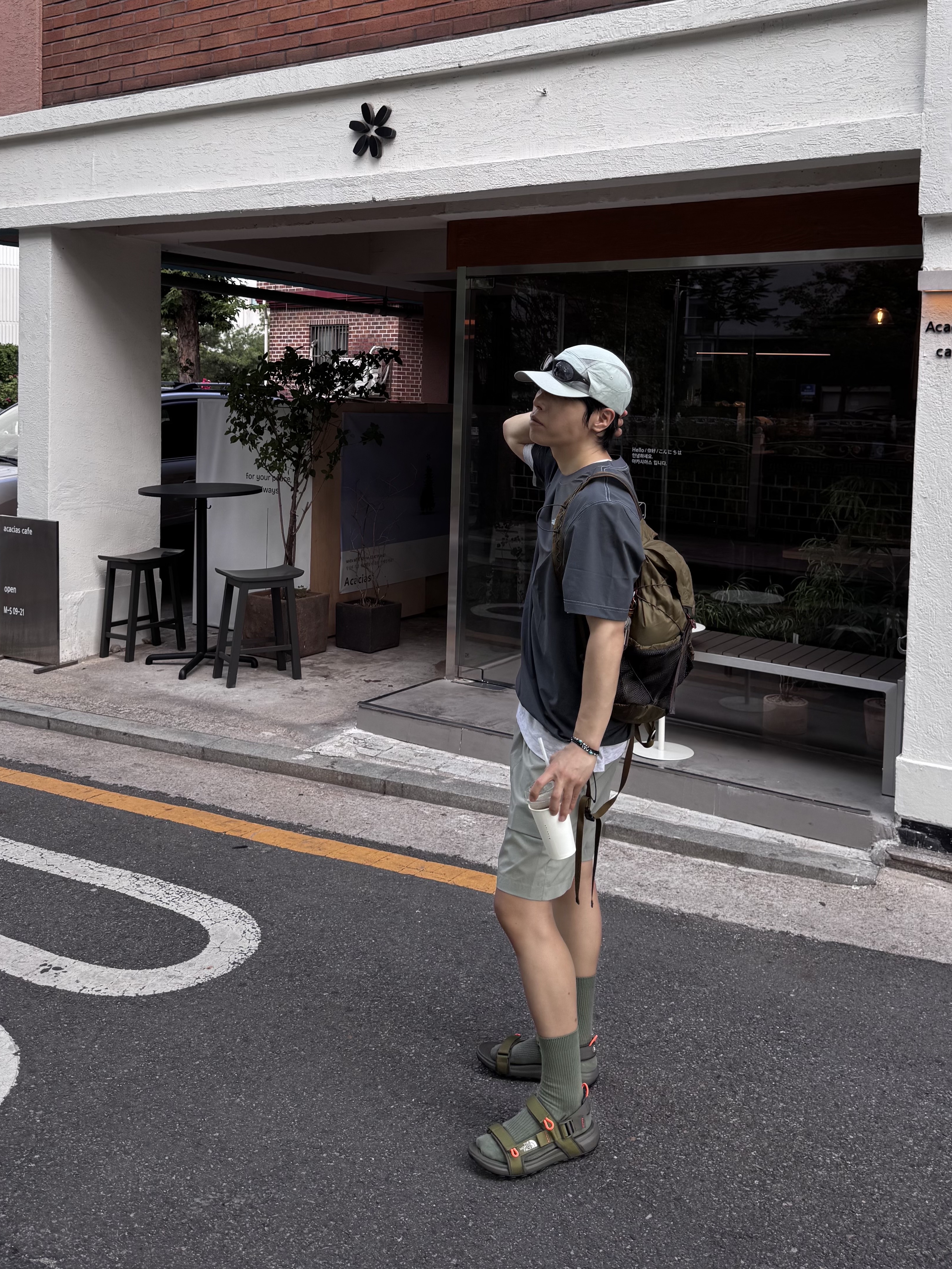 The North Face Icecube S/S R/T-Shirt Metal Gray - 26SS, The North Face Icecube Shorts Herb Garden - 26SS 착용 스타일 - 6