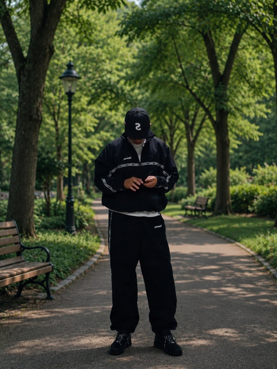 Supreme Logo Taping Track Jacket Black - 26SS, Supreme Logo Taping Track Pant Black - 26SS 착용 스타일