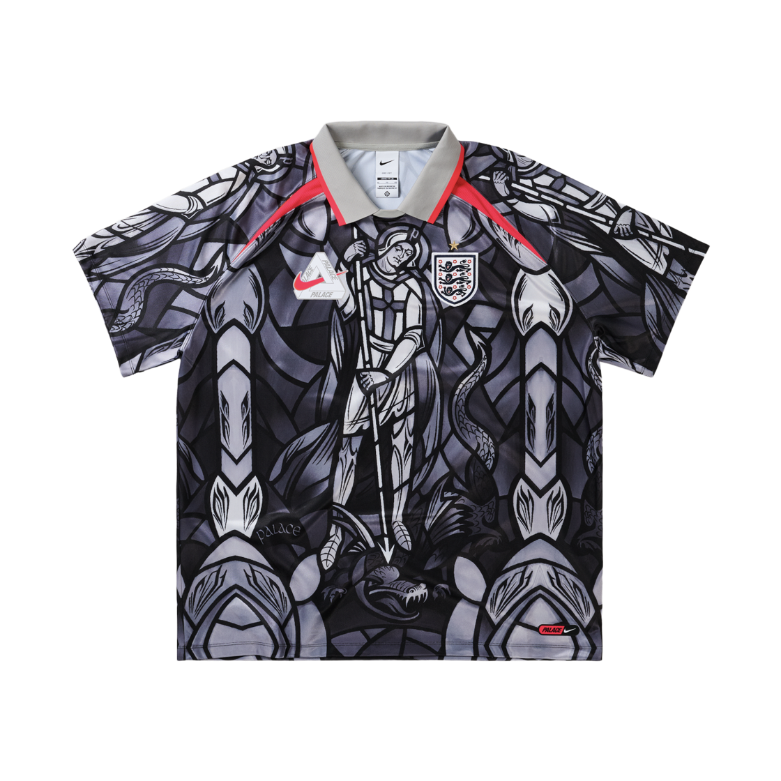 팔라스 x 나이키 잉글랜드 숏슬리브 사커 저지 퓨터 그레이 브라이트 크림슨(Palace x Nike England Short Sleeve Soccer Jersey Pewter Grey Bright Crimson) - 1