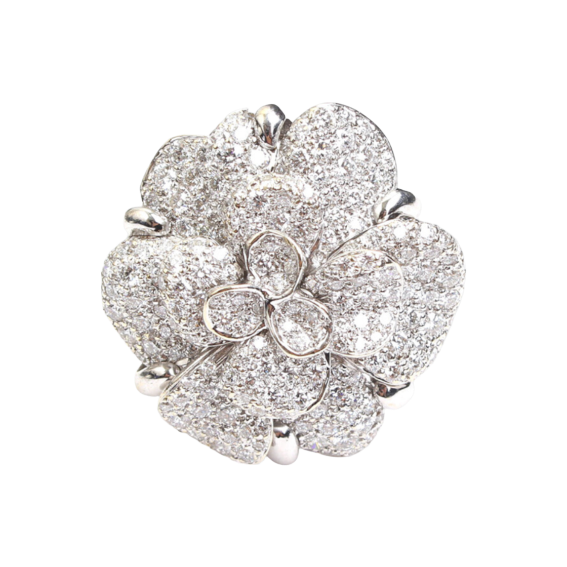 샤넬 다이아몬드 까멜리아 750 화이트골드 반지 (국내 12호)(Chanel Diamond Camellia 750 White Gold Ring (Size 12)) - 1