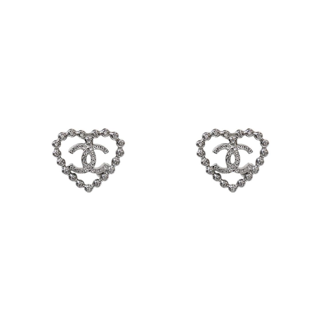ITK53RKHQVIM Chanel 25P Heart CC Silver Earrings