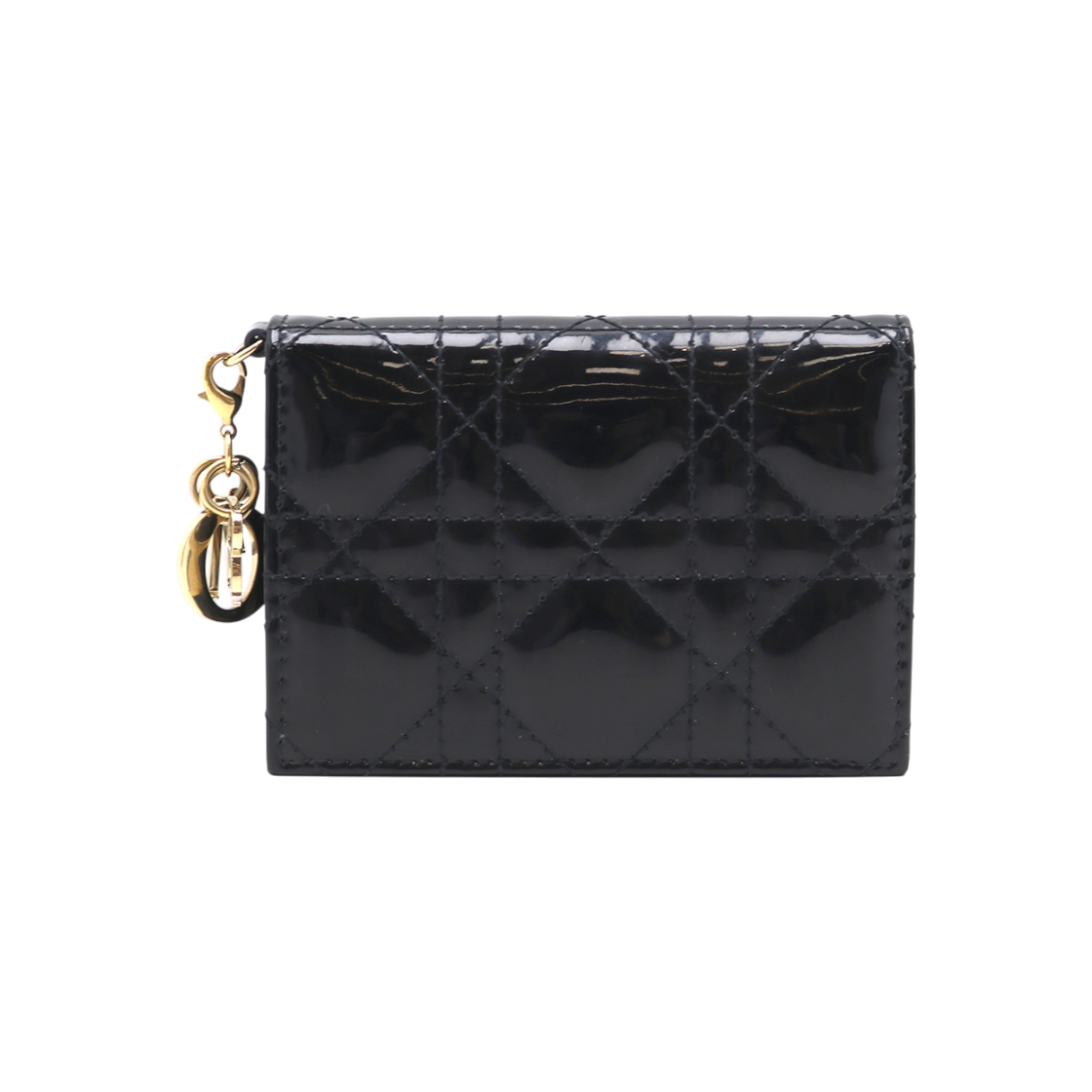 ITCWKQHC2MTN Dior Lady Dior Patent Cannage Card Holder