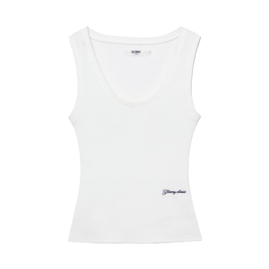 (W) 글로니 라키 와플 슬리브리스 탑 2.0 화이트((W) Glowny Rocky Waffle Sleeveless Top 2.0 White) - 1