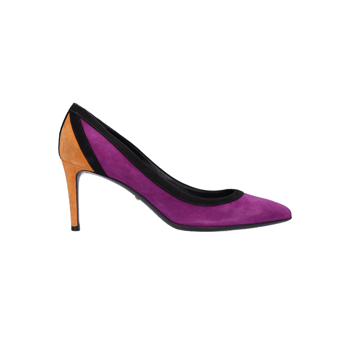 구찌 347295 스웨이드 하이힐 펌프스 퍼플 & 오렌지(Gucci 347295 Suede High Heel Pumps in Purple & Orange) - 1