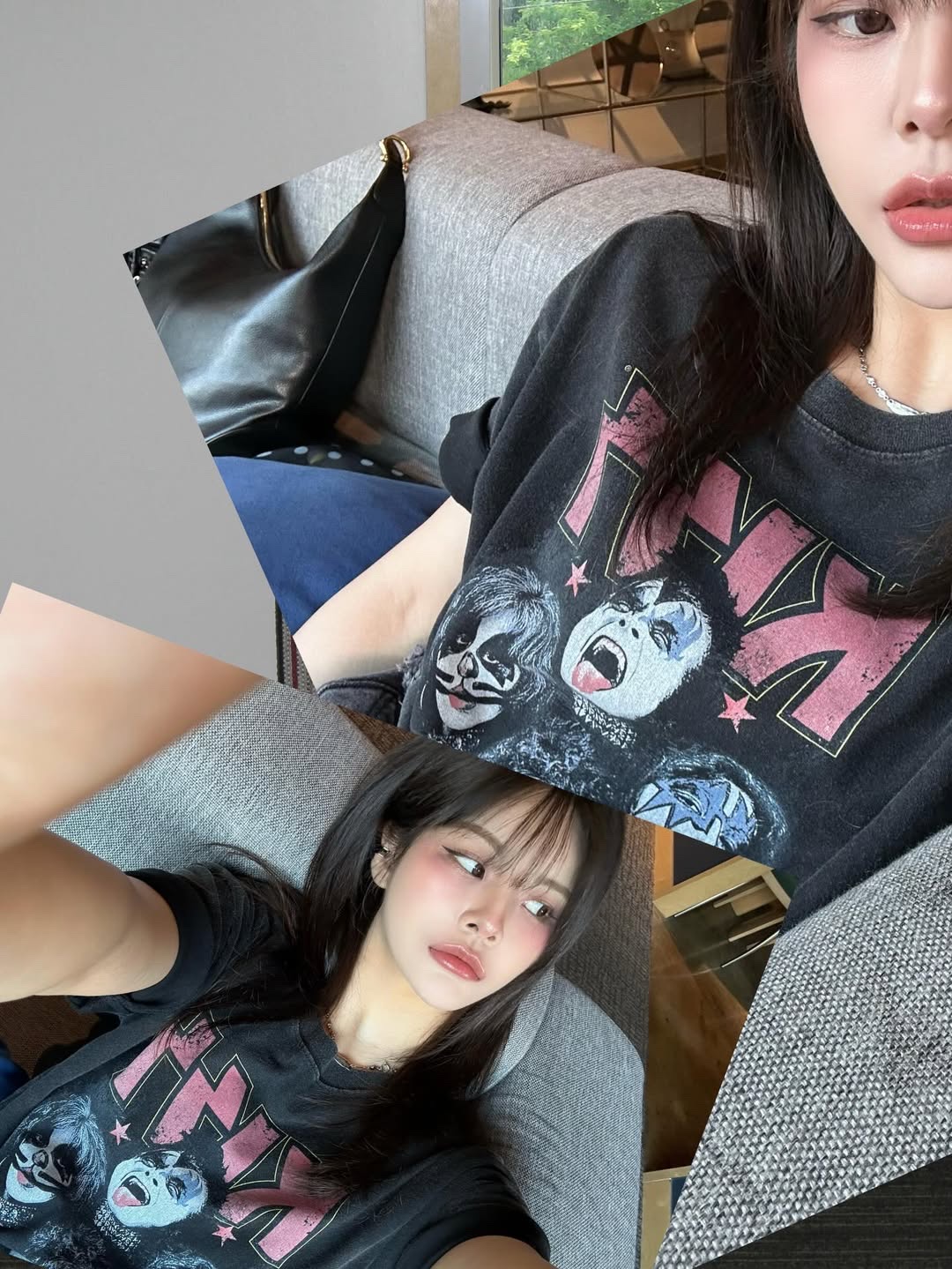 MAINBOOTH X KISS Shooting Star T-shirt Charcoal 착용 스타일 - 7