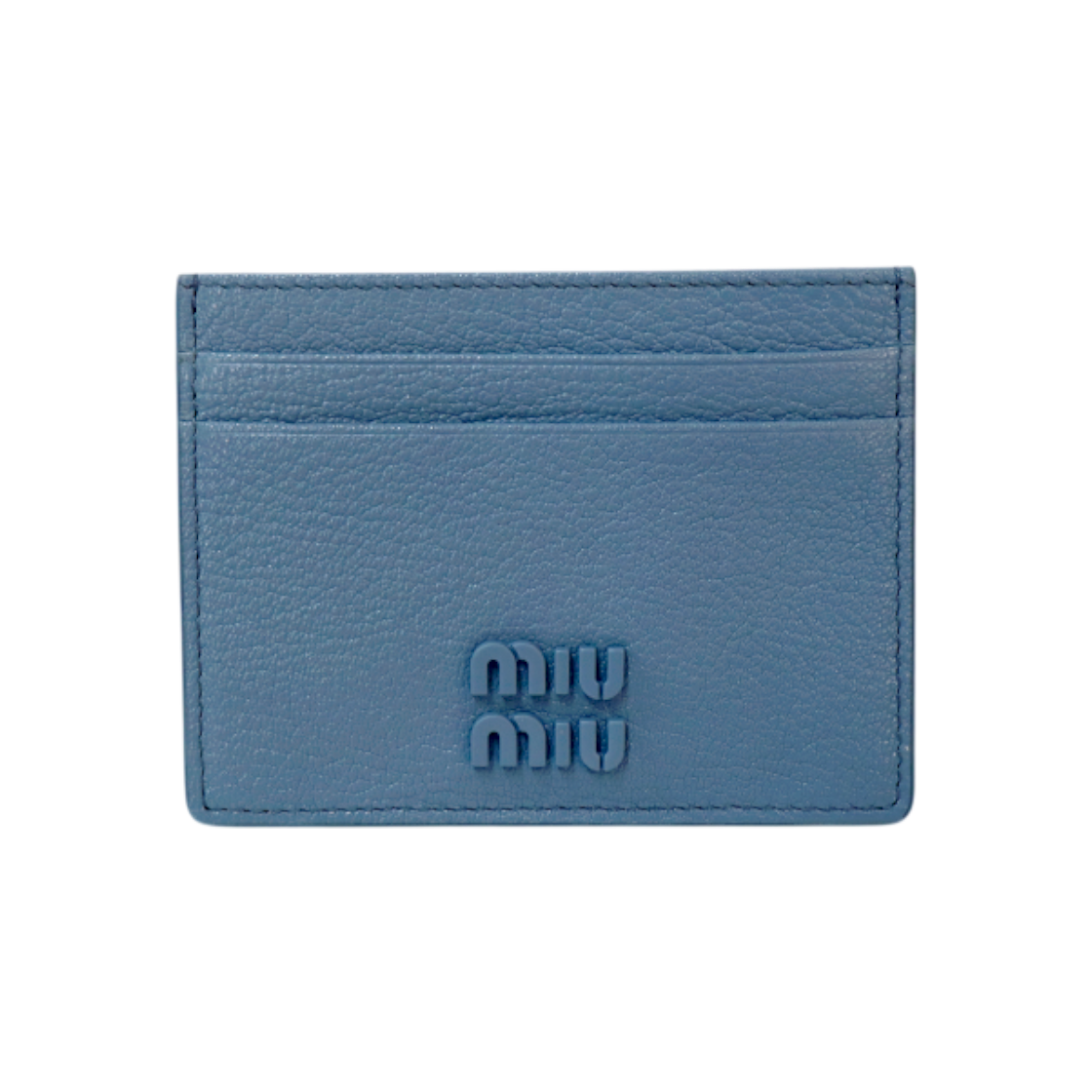 IT3LV6WVO33K Miu Miu Blue Leather Card Holder Wallet C-B59627