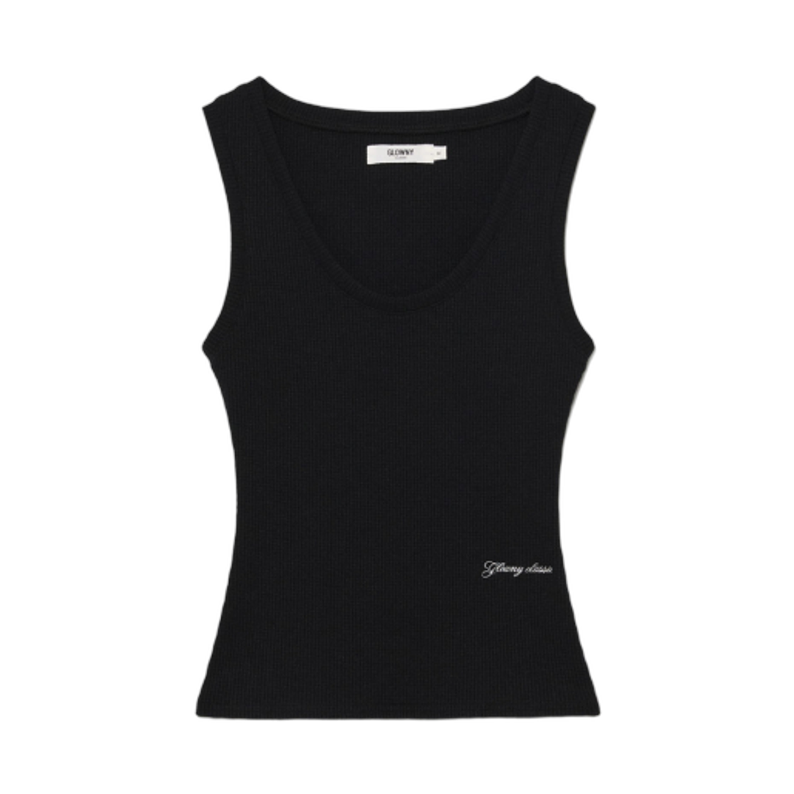 (W) 글로니 라키 와플 슬리브리스 탑 2.0 블랙((W) Glowny Rocky Waffle Sleeveless Top 2.0 Black)