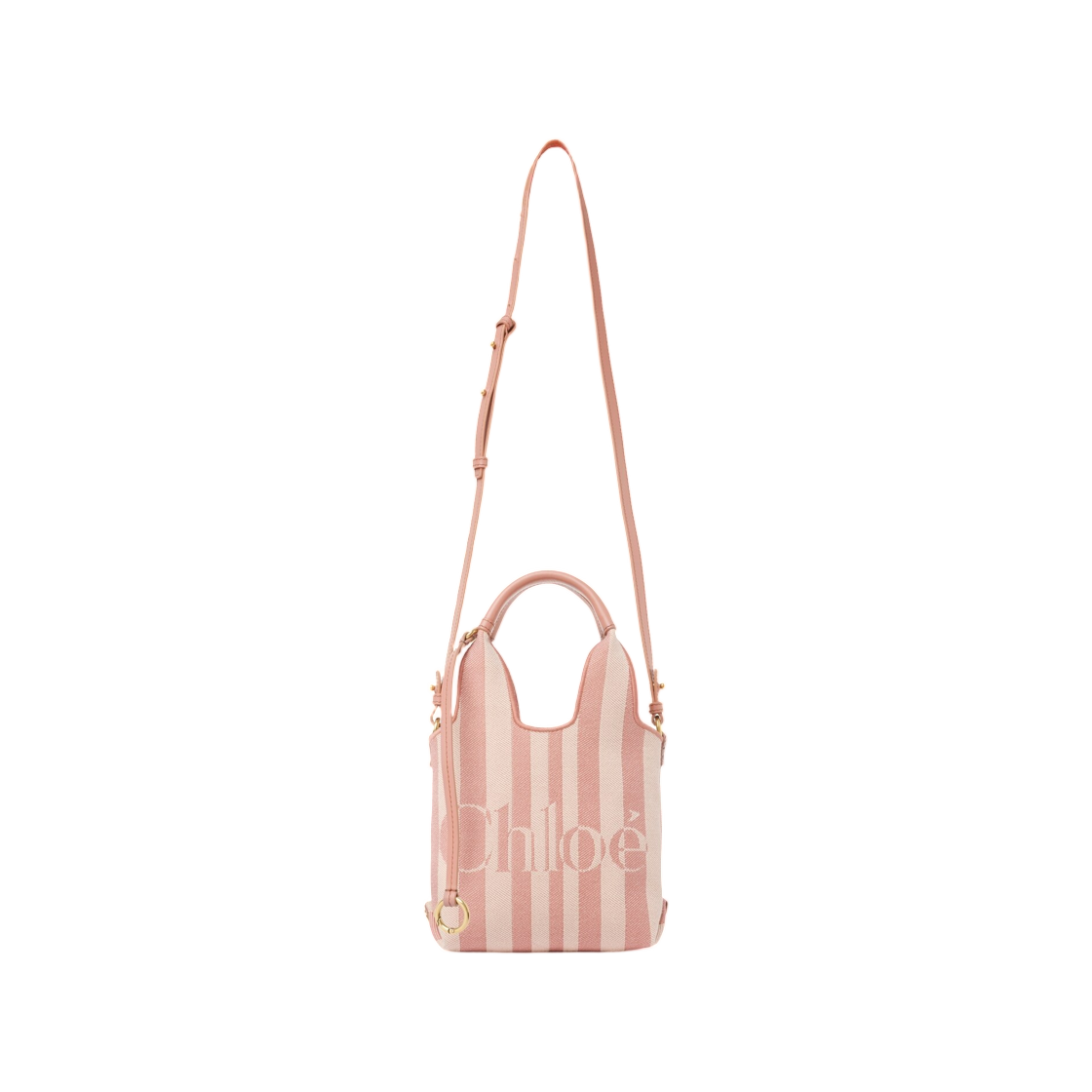 CH26AP777R6526S Chloe Mini Chloe Stripy Tote Bag in Jacquard Nougat