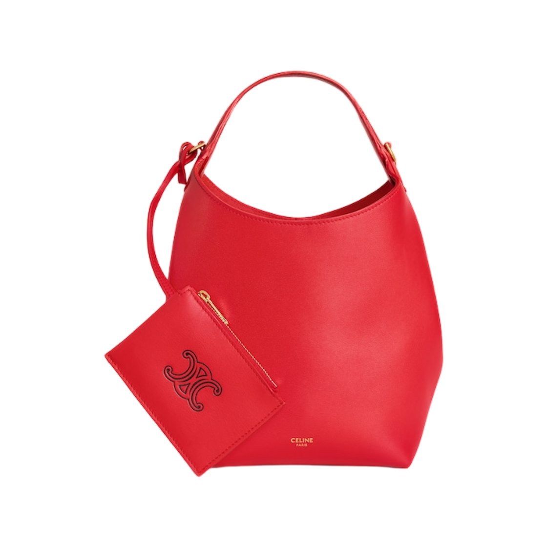 L10133Q71-27AG Celine Small Hobo in Supple Smooth Calfskin Ultra Red