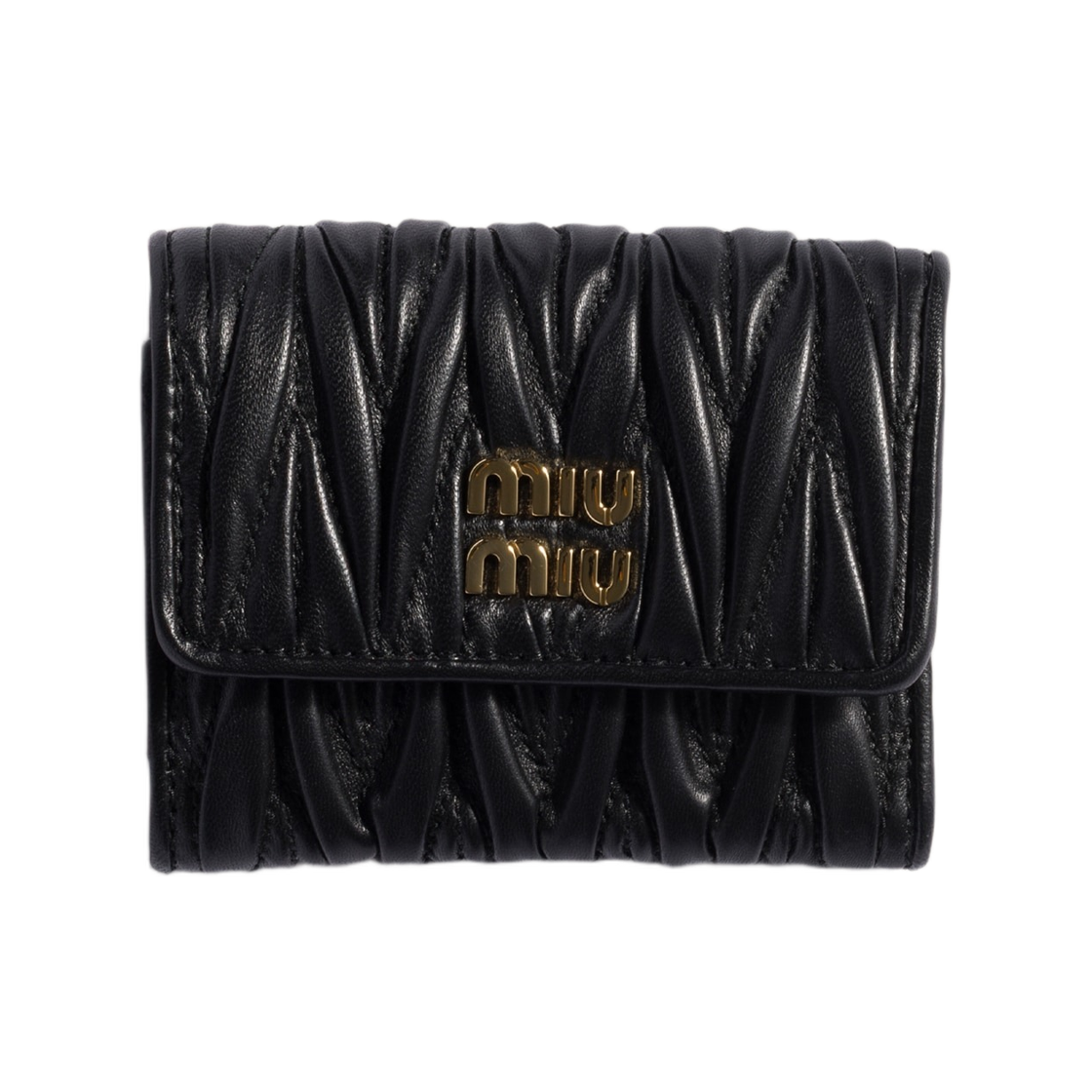 5MH058-AFPP-F0002 Miu Miu Matelasse Nappa Leather Small Wallet Black