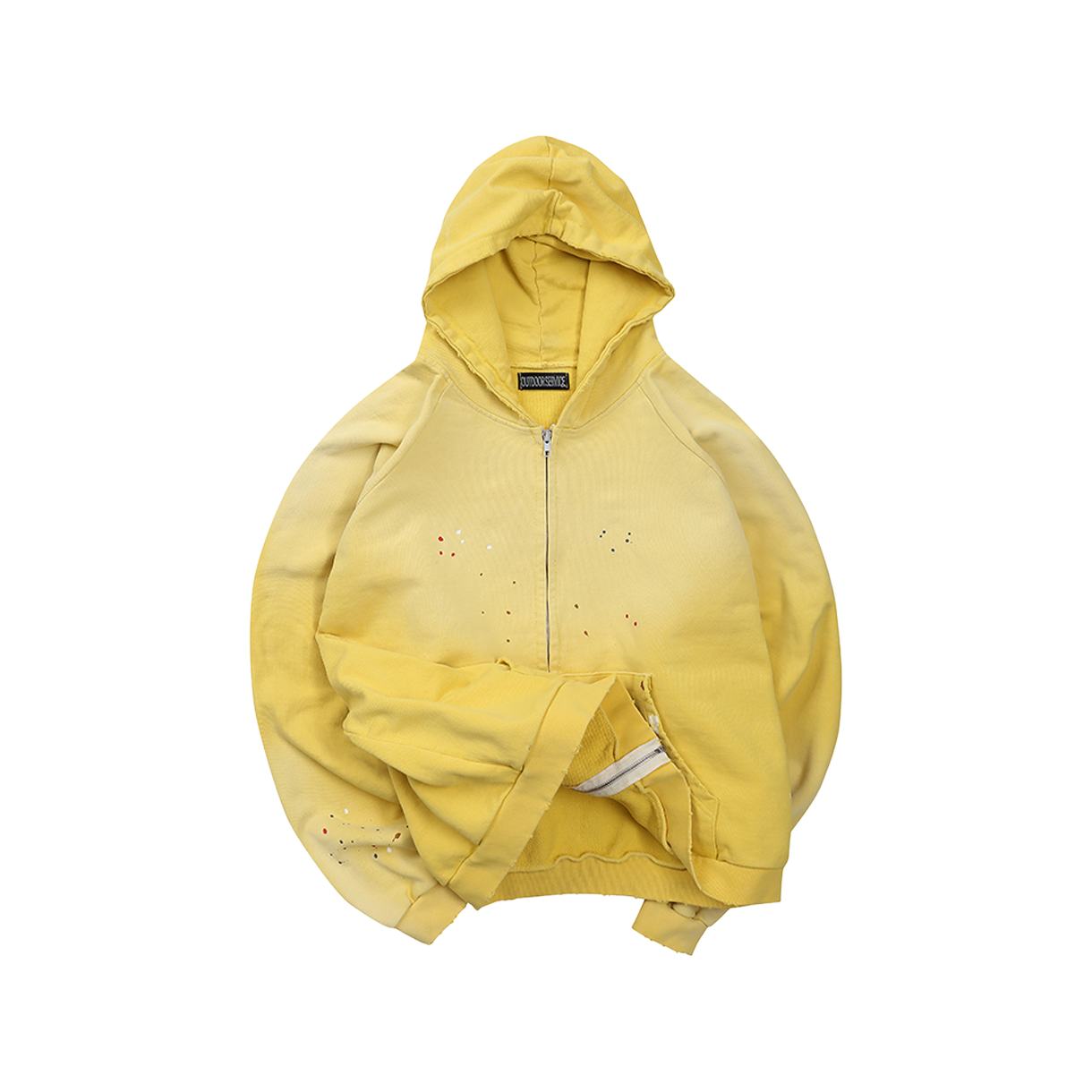 아웃도어서비스 페인티드 집 후디 - 옐로우(OS Painted Zip Hoodie - Yellow) - 1