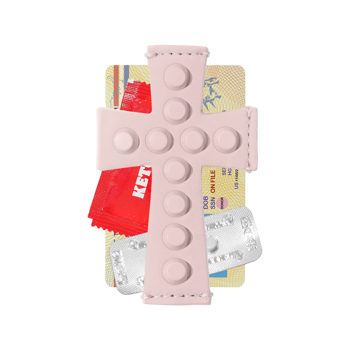 스컬프터 크로스 스터드 스트랩 월렛 베이비 핑크(Sculptor Cross Stud Strap Wallet Baby Pink)