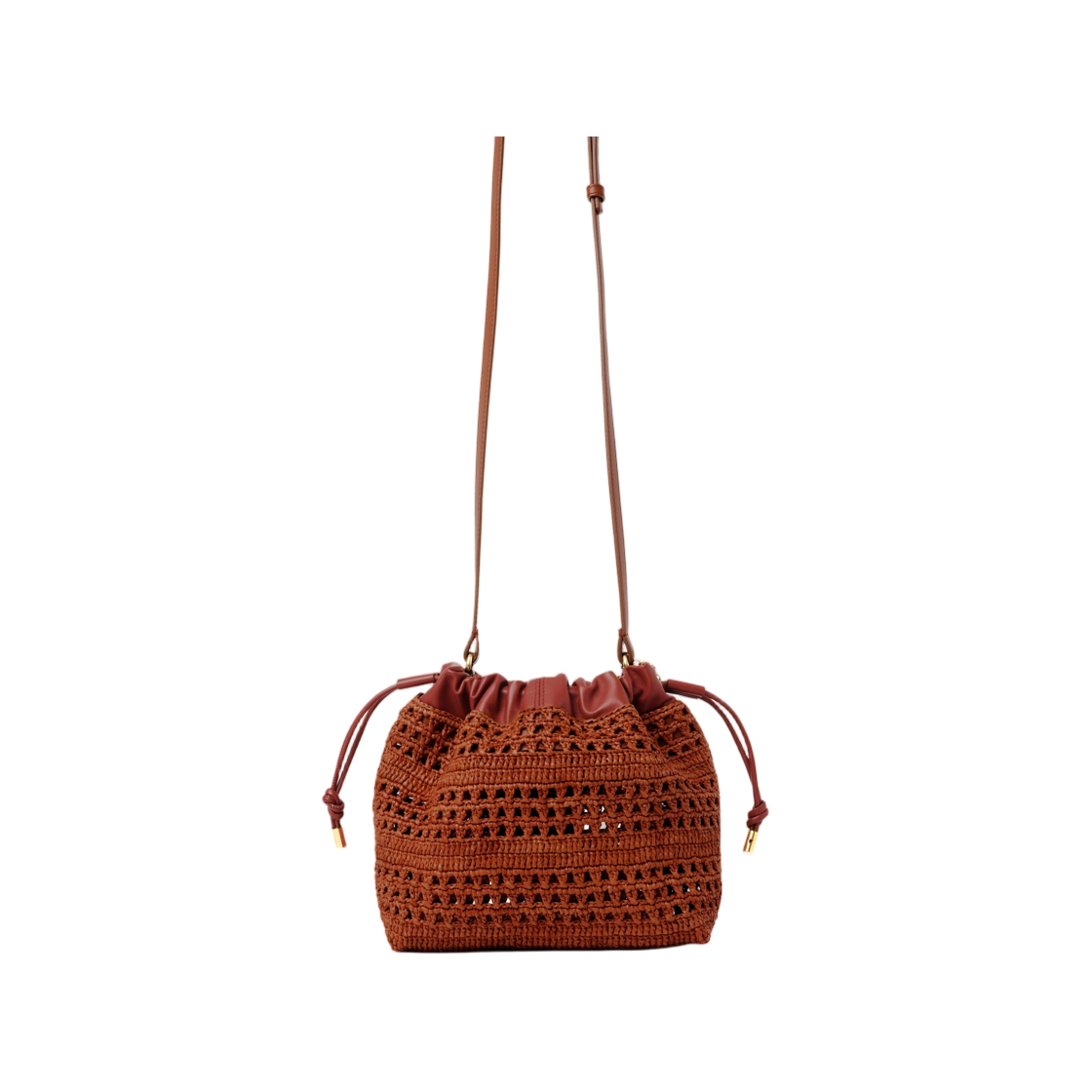 끌로에 미니 썸머 바나나 드로우스트링 숄더백 라피아 클레이 브라운(Chloe Mini Summer Banana Drawstring Shoulder Bag in Raffia Clay Brown) - 2