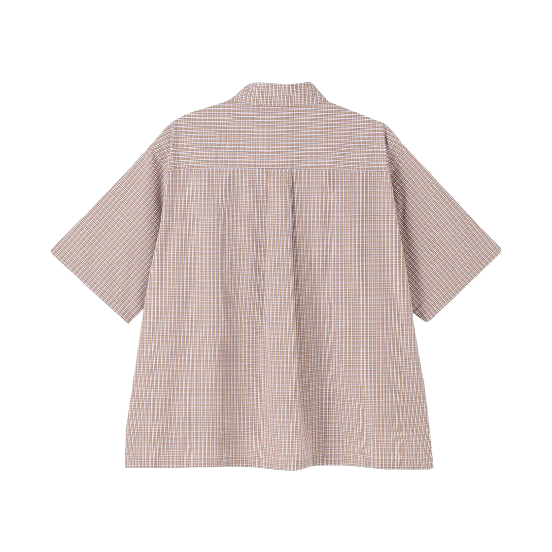 (W) 단톤 코튼 포플린 하프 슬리브 셔츠 플레이드 브라운 블루 체크((W) Danton Cotton Poplin Half Sleeve Shirt Plaid Brown Blue Check) - 2