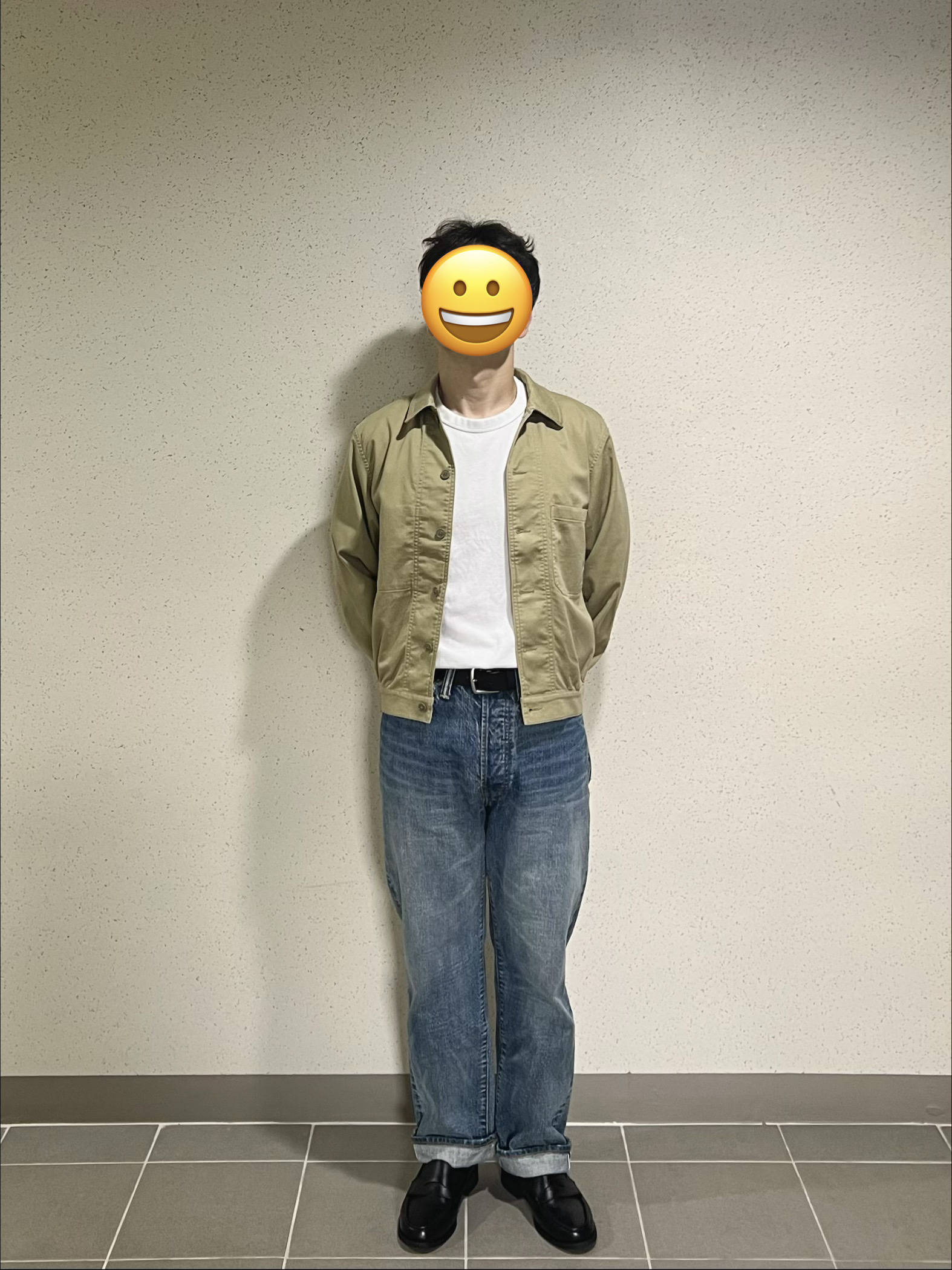 Outstanding 40S Selvedge Straight Pants Light Blue 착용 스타일 - 2