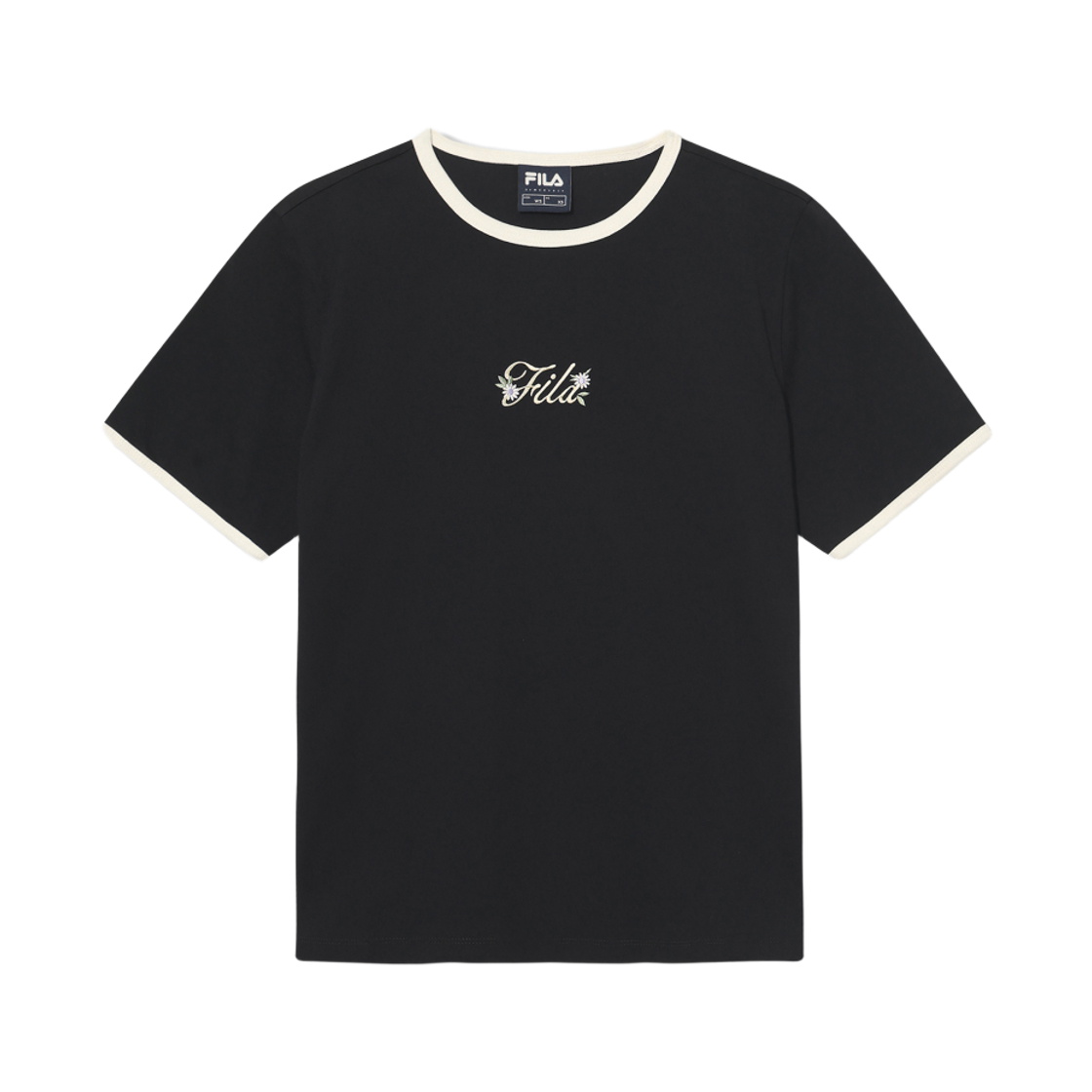 [6% 적립] 휠라 Coldwave+ 링거 변형로고 반팔티 블랙([6% 적립] FILA Coldwave+ Ringer Logo T-Shirt Black)
