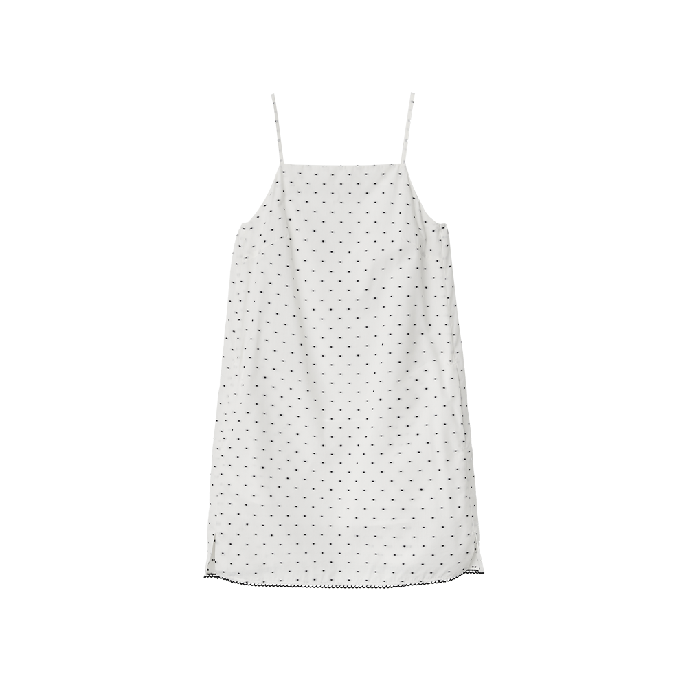 지비에이치 어패럴 스트랩 미니 드레스 / 화이트 도트(GBH APPAREL Strap Mini Dress / White Dot) - 1
