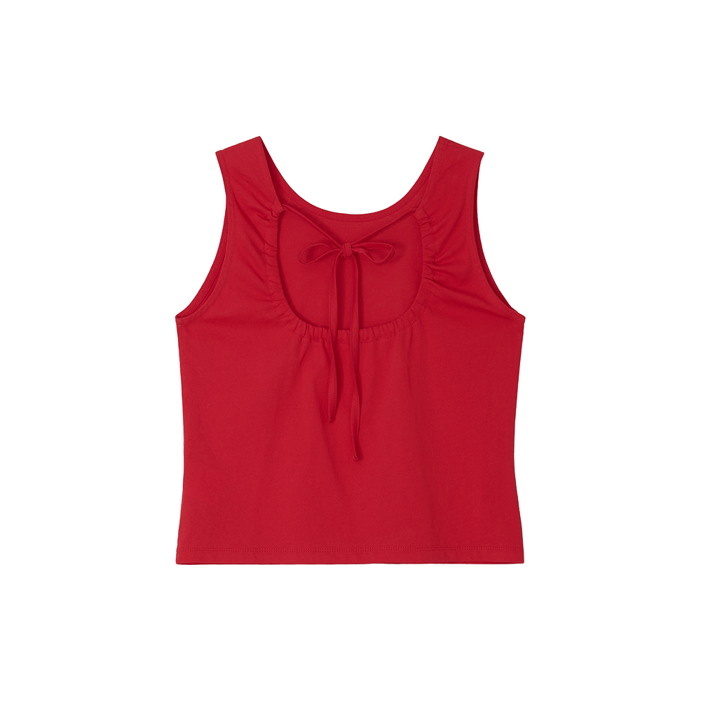 지비에이치 어패럴 백 오픈 바우 포인트 탑 / 레드(GBH APPAREL Back Open Bow Point Top / Red) - 2