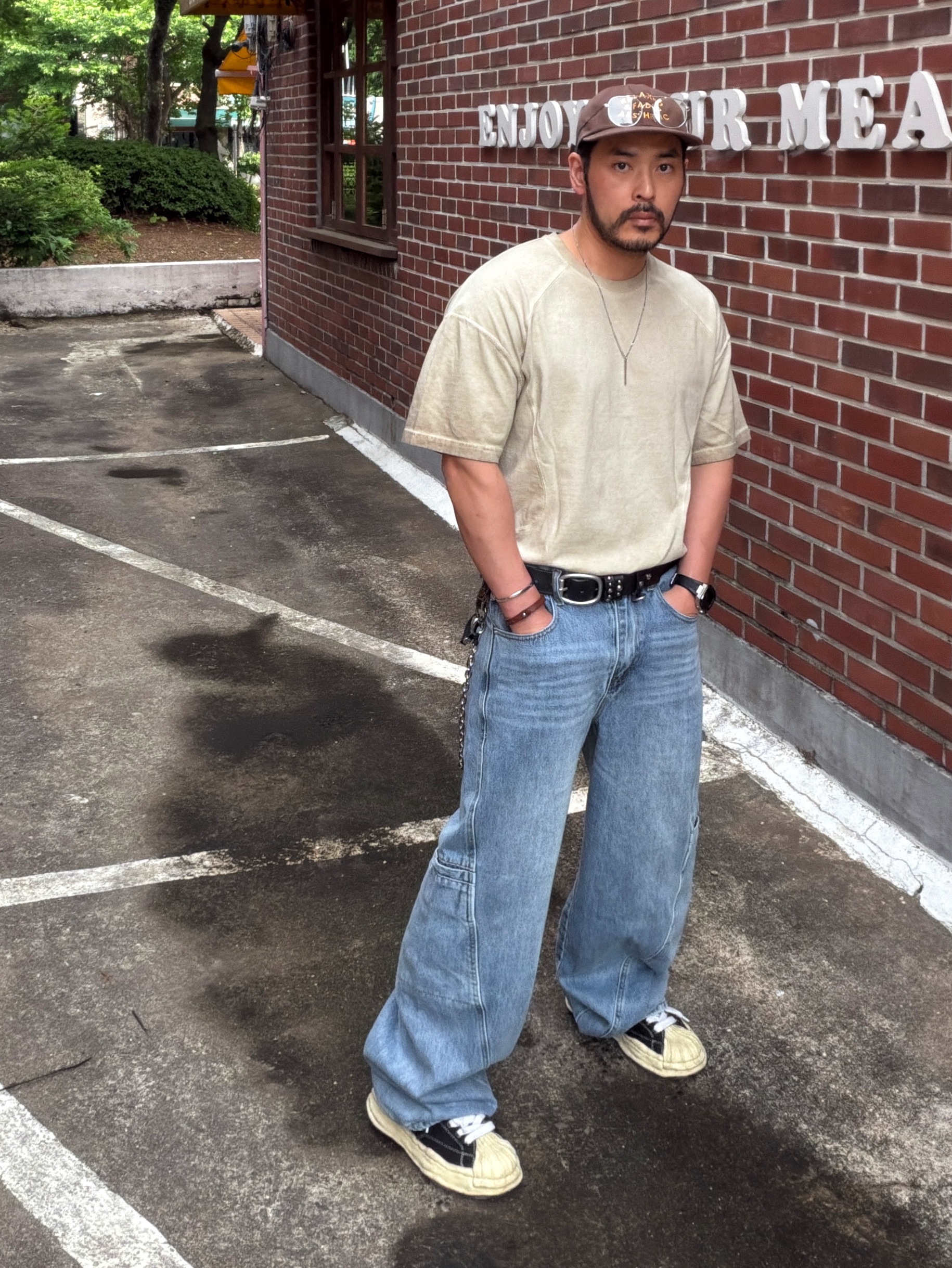 Maison Mihara Yasuhiro Blakey VL OG Sole Canvas Low-top Sneakers Black 착용 스타일 - 7