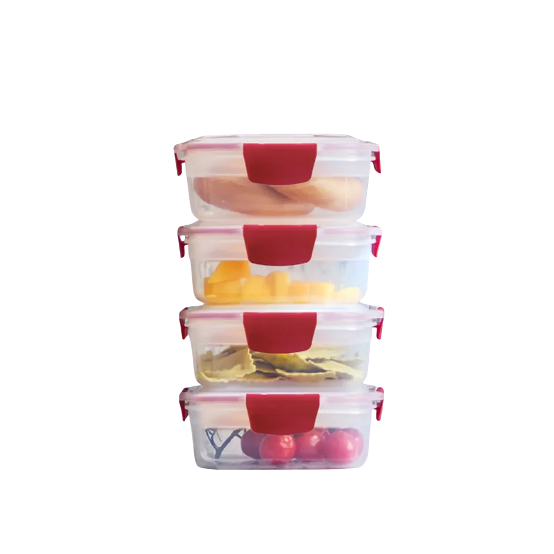 조셉조셉 네스트락 사각 밀폐용기 1.1L 4종 세트 (레드)(Joseph Joseph Nest Lock Square Food Container 1.1L 4‑Piece Set (Red))