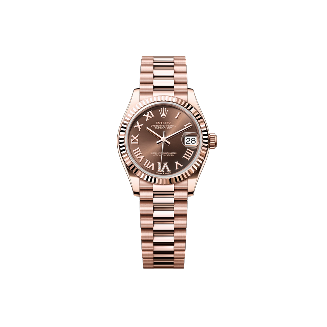 ITI9VGC38M75 Rolex Datejust Chocolate Roman +6 Diamond President No. 7975