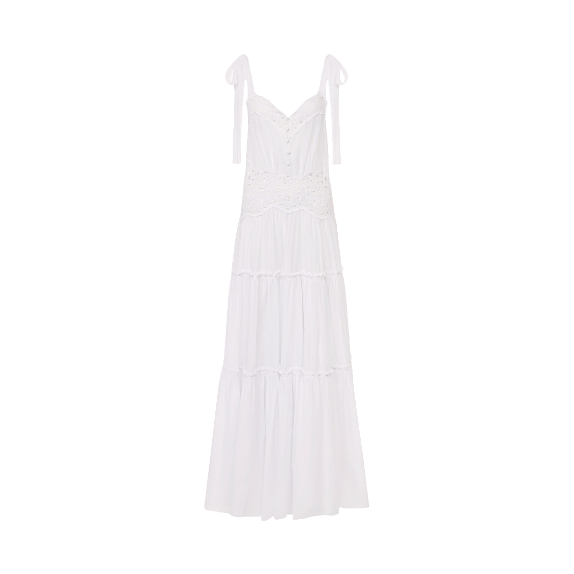CH26ARO39040107 (W) Chloe Tiered Long Dress in Cotton Voile Iconic Milk