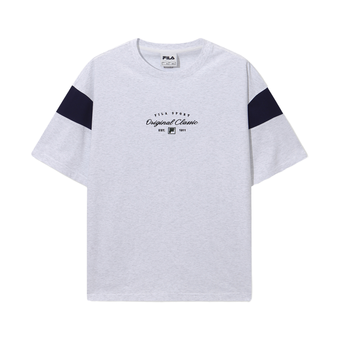 [6% 적립] 휠라 Coldwave+ 트랙 어깨배색 반팔티 화이트멜란지([6% 적립] FILA Coldwave+ Track Color Block T-Shirt White Melange)