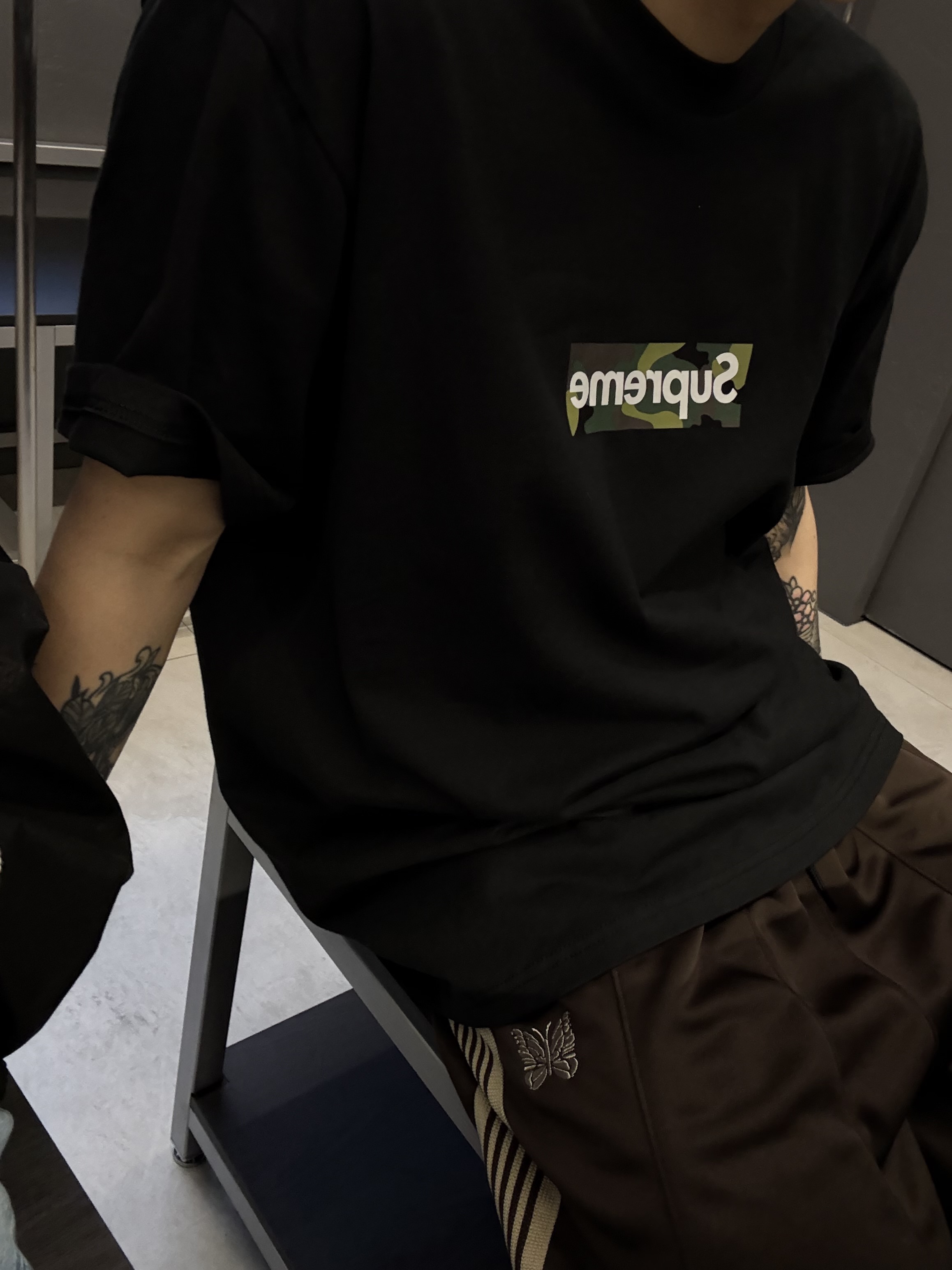Gentle Monster x Maison Margiela MM212 Black Clear, Supreme Box Logo T-Shirt Black - 23FW 착용 스타일 - 2