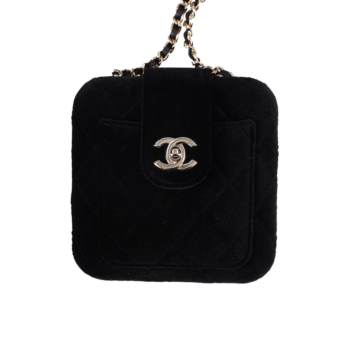 ITC5WWHEJQNF Chanel Velvet Square Chain Bag Black
