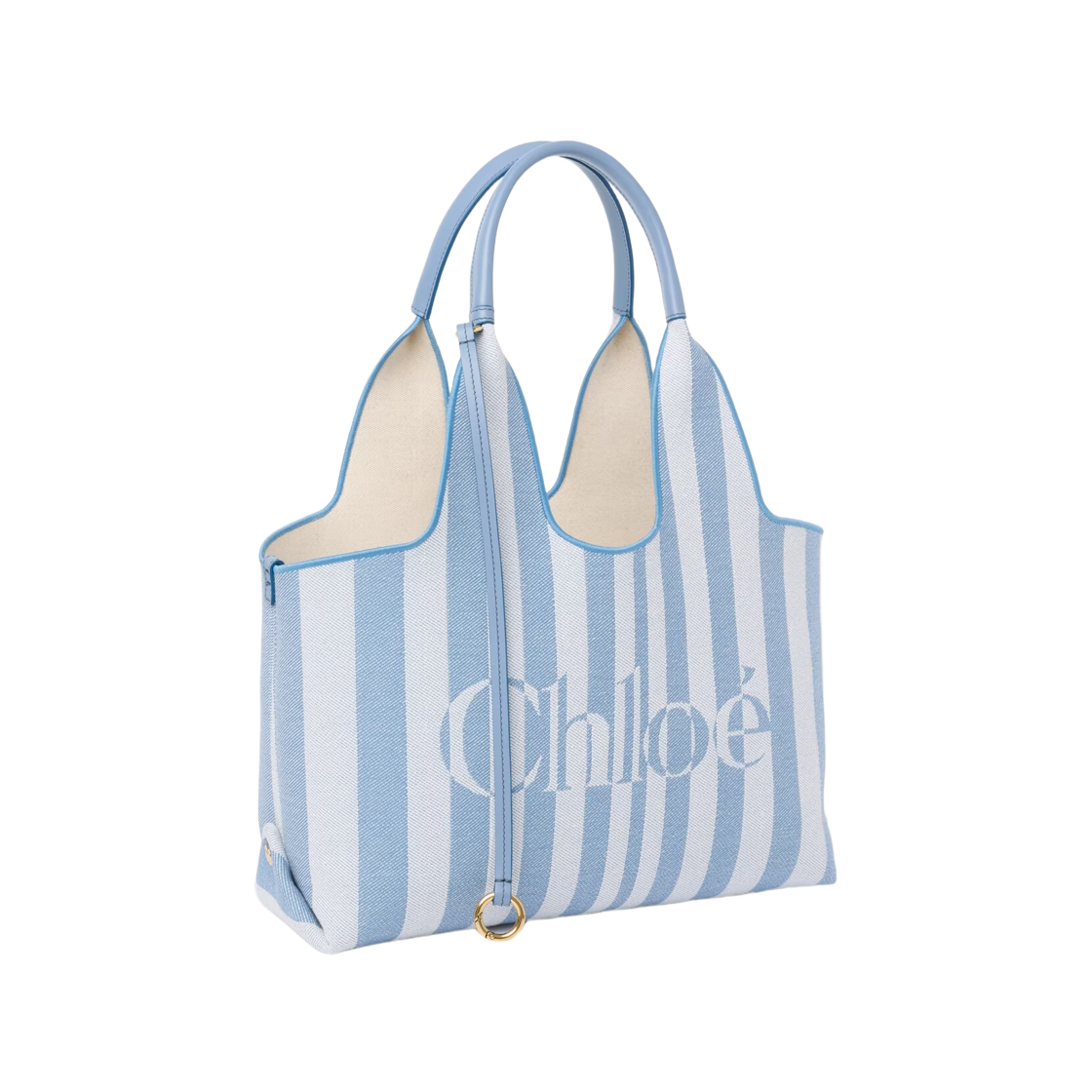 끌로에 스트라이피 이스트 웨스트 토트백 자카드 서핑 블루(Chloe Stripy East West Tote Bag in Jacquard Surfing Blue) - 2