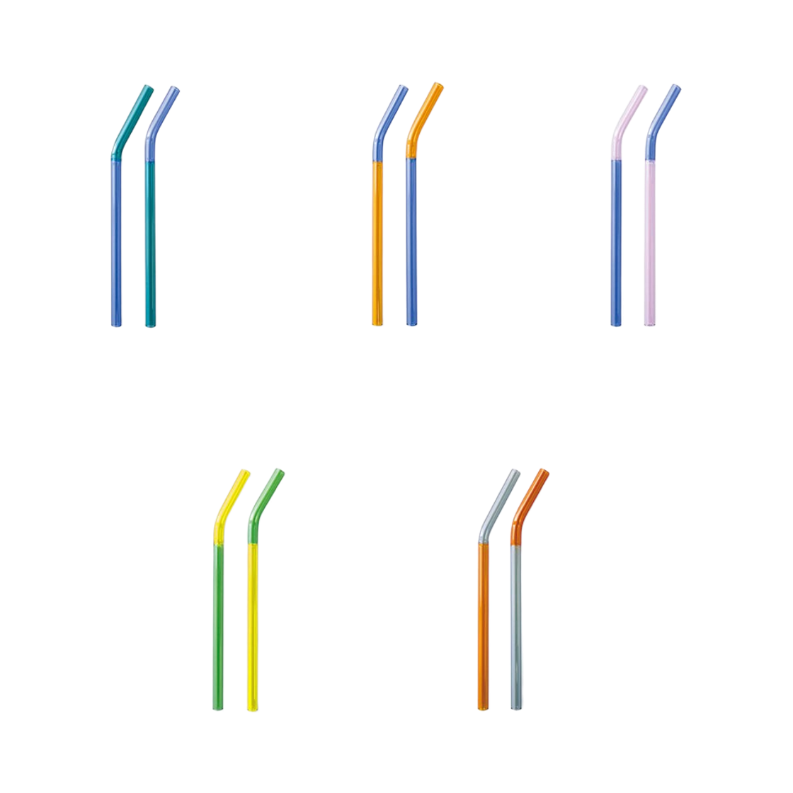 이노메싸 아마브로  투 톤 글라스 스트로우 2개 세트(INNOMETSA amabro Two Tone Glass Straw (Set of 2)) - 1