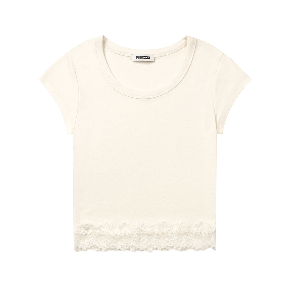 포스333 슬림 핏 레이스 티셔츠 아이보리(PHOS333 W Slim Fit Lace T-Shirt Ivory)