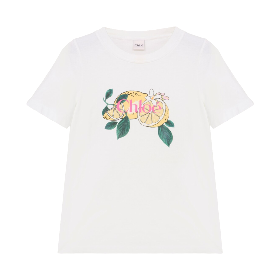 (W) 끌로에 크루넥 로고 티셔츠 코튼 저지 아이코닉 밀크((W) Chloe Crew Neck Logo T-Shirt in Cotton Jersey Iconic Milk)