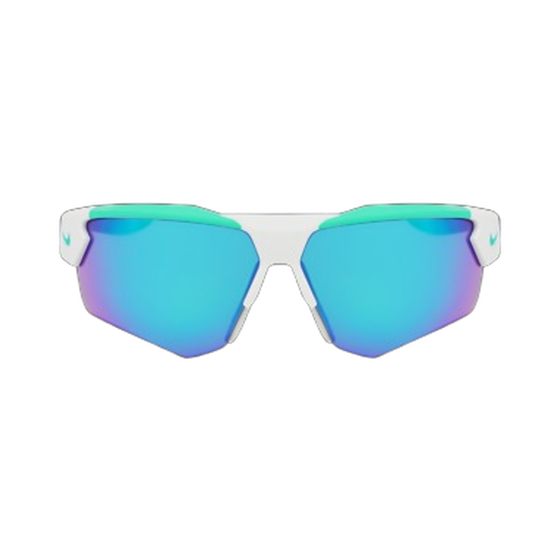 EV24036-907 Nike Cloak Duo E Sunglasses Matte Light Silver Green Mirror