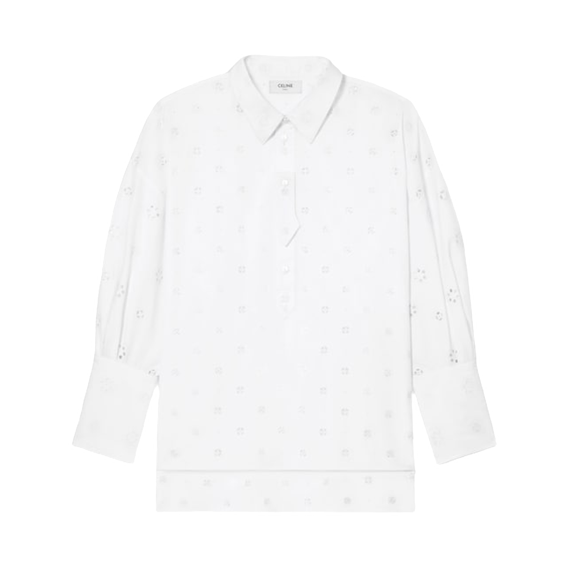 RC0ME4K50-01BC (W) Celine Shirt in Broderie Anglaise Cotton White