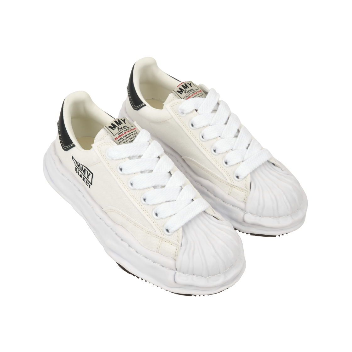메종 미하라 야스히로 블레이키 OG 솔 캔버스 로우탑 스니커즈 화이트(Maison Mihara Yasuhiro Blakey OG Sole Canvas Low-top Sneakers White) - 4