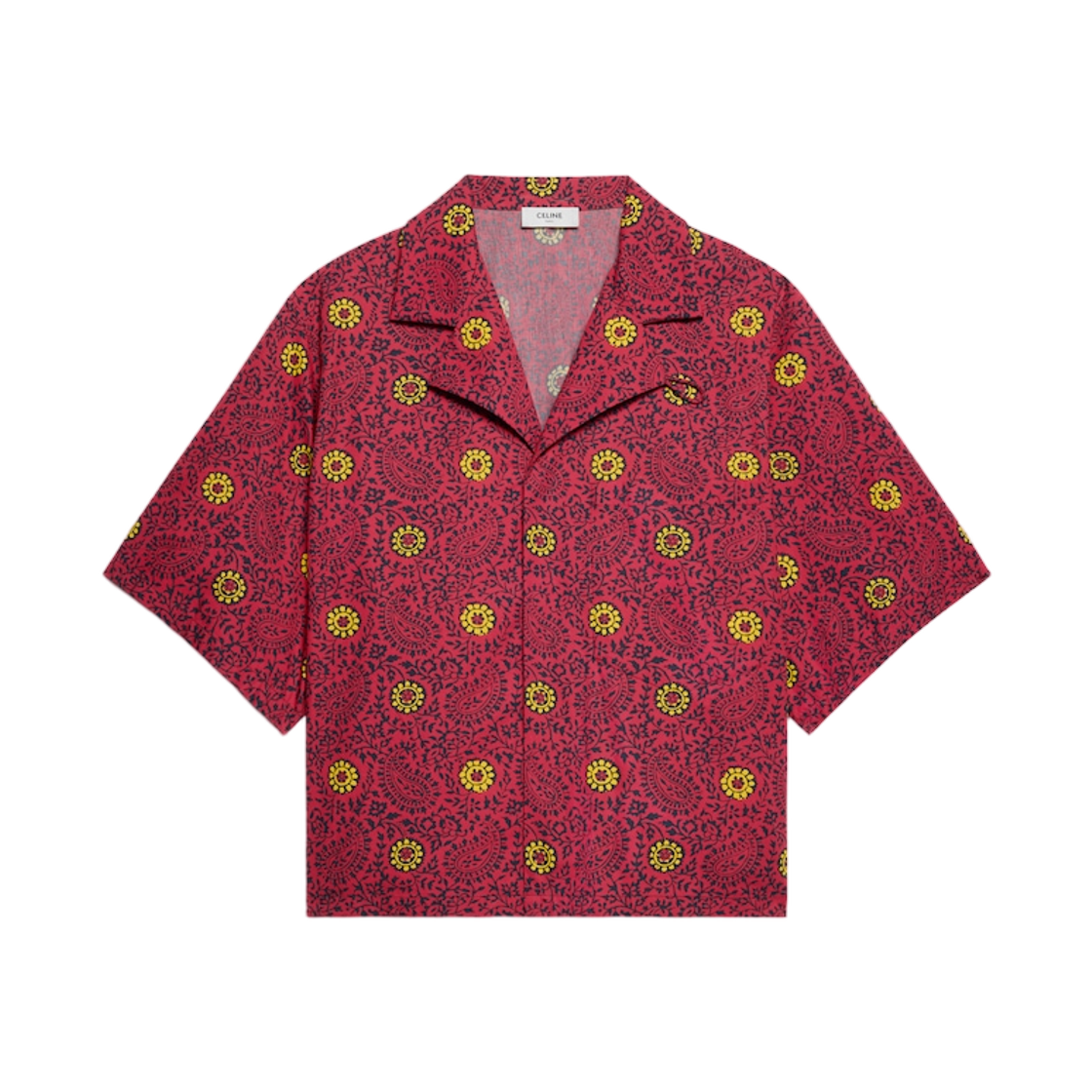 RC0DS4J54-FZT2 Celine Scout Shirt in Cotton Taffeta Red Navy Yellow