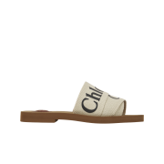 (W) Chloe Woody Flat Mule White