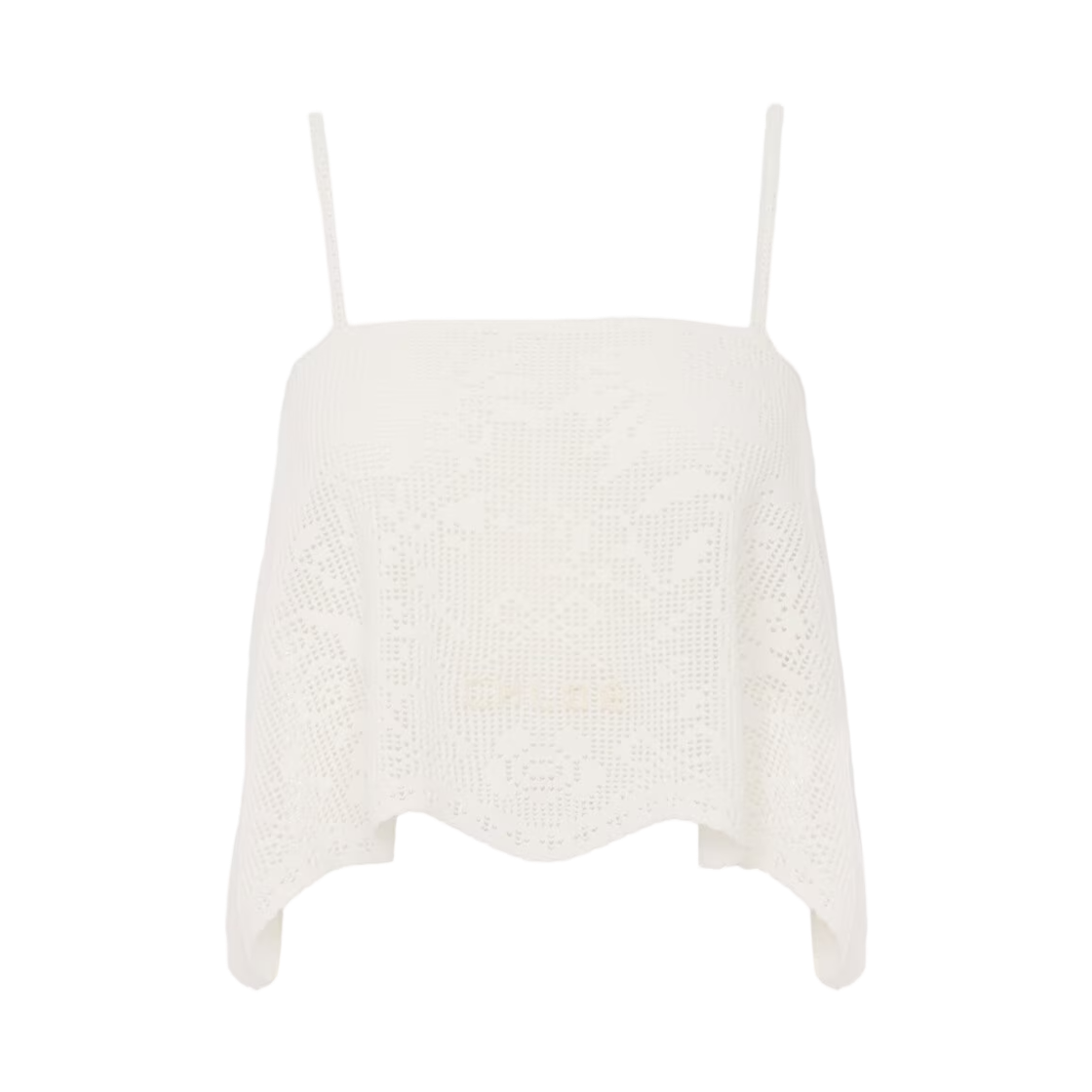 (W) 끌로에 씬 스트랩 크롭 탑 코튼 니트 화이트((W) Chloe Thin Strap Cropped Top in a Cotton Knit White) - 1