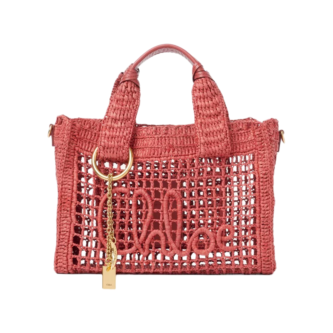 끌로에 스몰 썸머 바나나 이스트 웨스트 토트백 스트랩 라피아 진저 레드(Chloe Small Summer Banana East West Tote Bag with Strap in Raffia Ginger Red) - 1